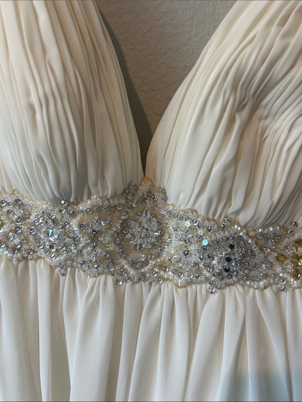 Elegant Ivory Beaded Empire-Waist Evening Dress size ten nwt retails for 1099.00 - Picture 2 of 7
